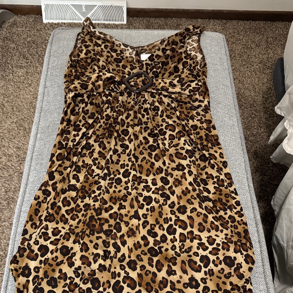 Leopard Print Dress with Buckle Detail